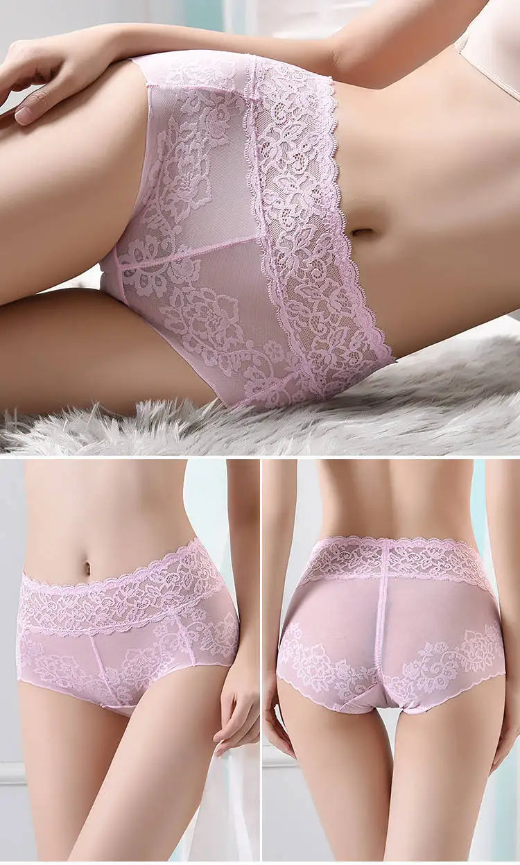 Women's underwear sexy  lace high waist elastic female panties antibacterial transparent  high quality ladies lingerie