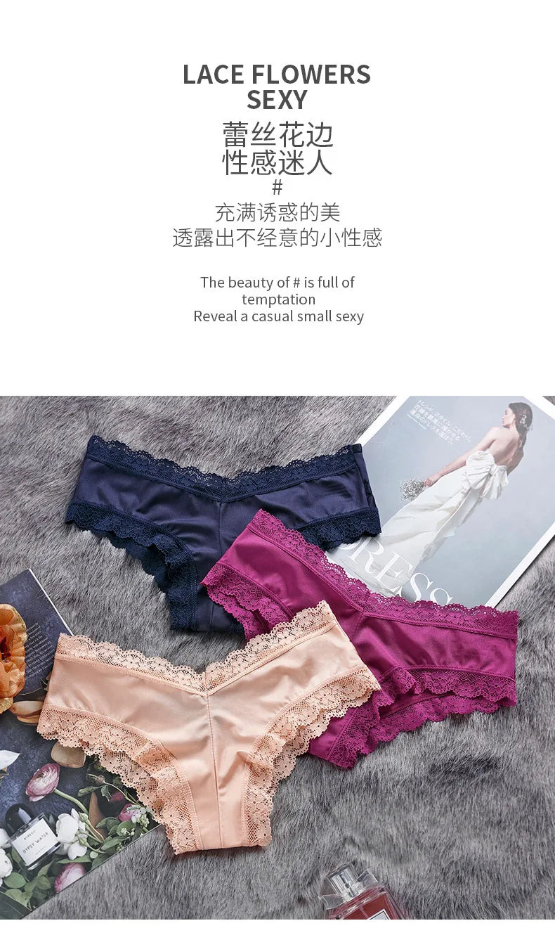 New Women's Underwear Sexy Lace Panties Fashion Hollow Out Comfort Briefs Low Waist Seamless Underpants Female Sesy Lingerie