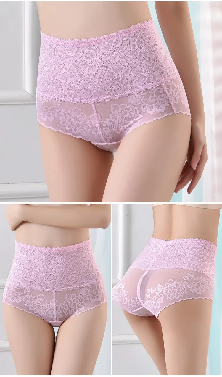 Women's underwear sexy  lace high waist elastic female panties antibacterial transparent  high quality ladies lingerie