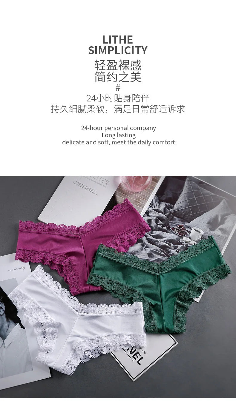 New Women's Underwear Sexy Lace Panties Fashion Hollow Out Comfort Briefs Low Waist Seamless Underpants Female Sesy Lingerie