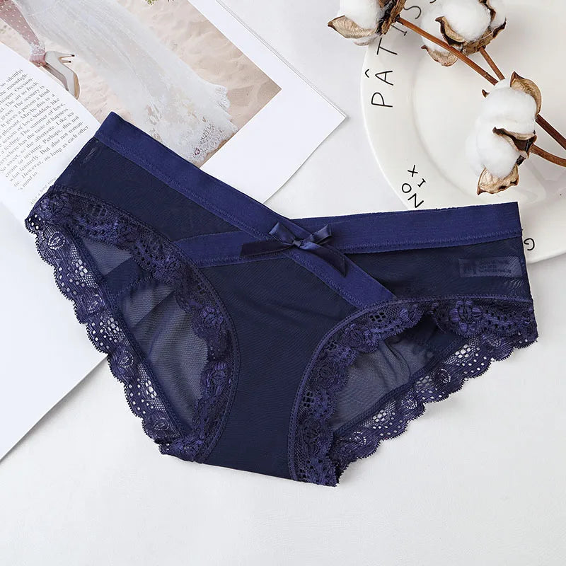 BANNIROU 1Pcs Underwear For Woman Sexy Lace Mesh Panties Women's Briefs Low-Rise Female Panties Women Underwear Sexy Lingerie