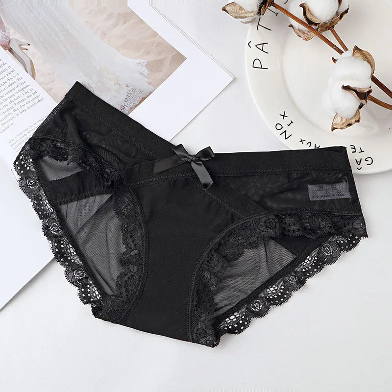BANNIROU 1Pcs Underwear For Woman Sexy Lace Mesh Panties Women's Briefs Low-Rise Female Panties Women Underwear Sexy Lingerie