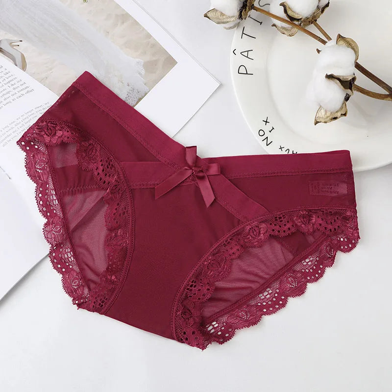 BANNIROU 1Pcs Underwear For Woman Sexy Lace Mesh Panties Women's Briefs Low-Rise Female Panties Women Underwear Sexy Lingerie