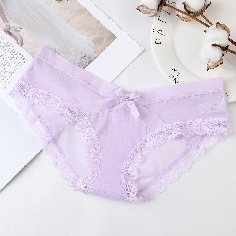 BANNIROU 1Pcs Underwear For Woman Sexy Lace Mesh Panties Women's Briefs Low-Rise Female Panties Women Underwear Sexy Lingerie