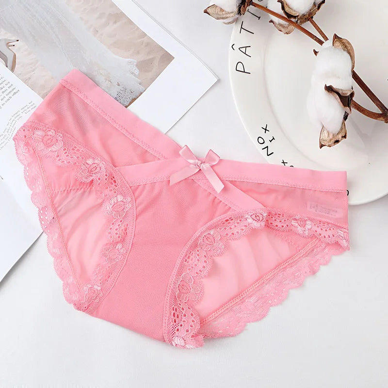 BANNIROU 1Pcs Underwear For Woman Sexy Lace Mesh Panties Women's Briefs Low-Rise Female Panties Women Underwear Sexy Lingerie