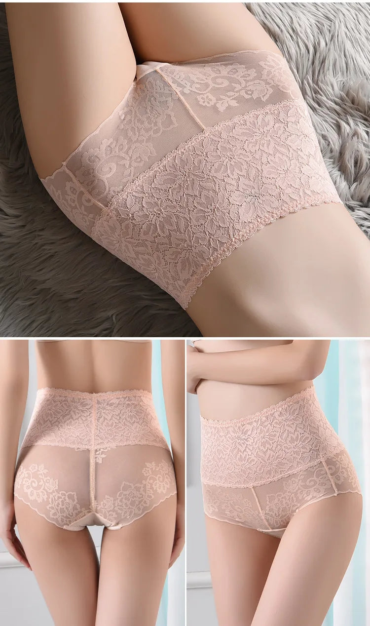 Women's underwear sexy  lace high waist elastic female panties antibacterial transparent  high quality ladies lingerie
