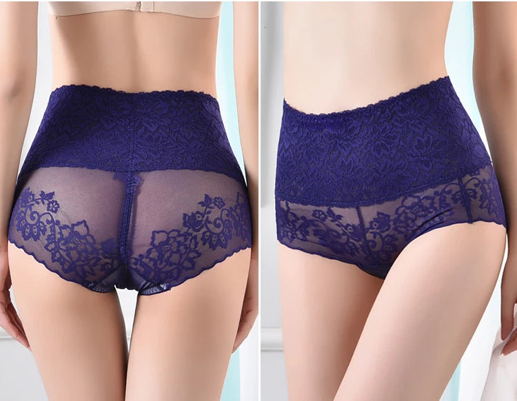 Women's underwear sexy  lace high waist elastic female panties antibacterial transparent  high quality ladies lingerie