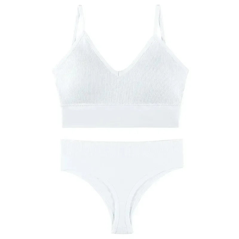 Women Underwear Set Wireless Lingerie Panties Bra Sexy G-String Seamless Tank Crop Top Brassiere New