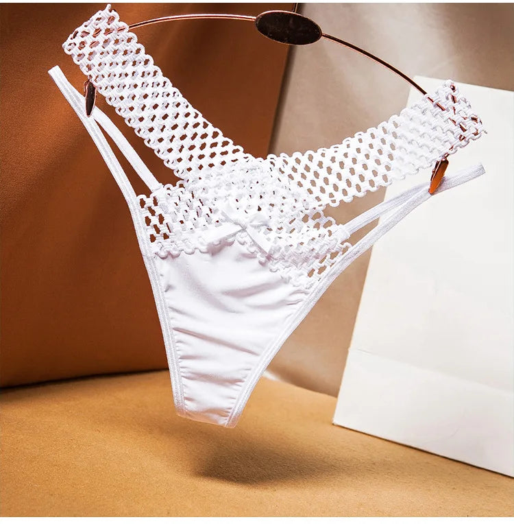 Women's Lace Underwear Thin Drawstring Cross Hollow Sexy High Elastic Mid-Waist Sexy Panties Women Erotiic Underwear Woman