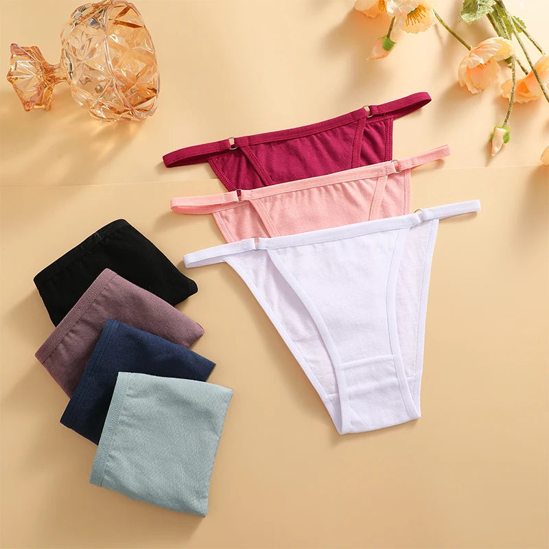 7PCS/Set Sexy Underwear Cotton Panties Women Lingerie Female Underpants Hoop Design Waistband Briefs Intimate Bikini Panty Woman