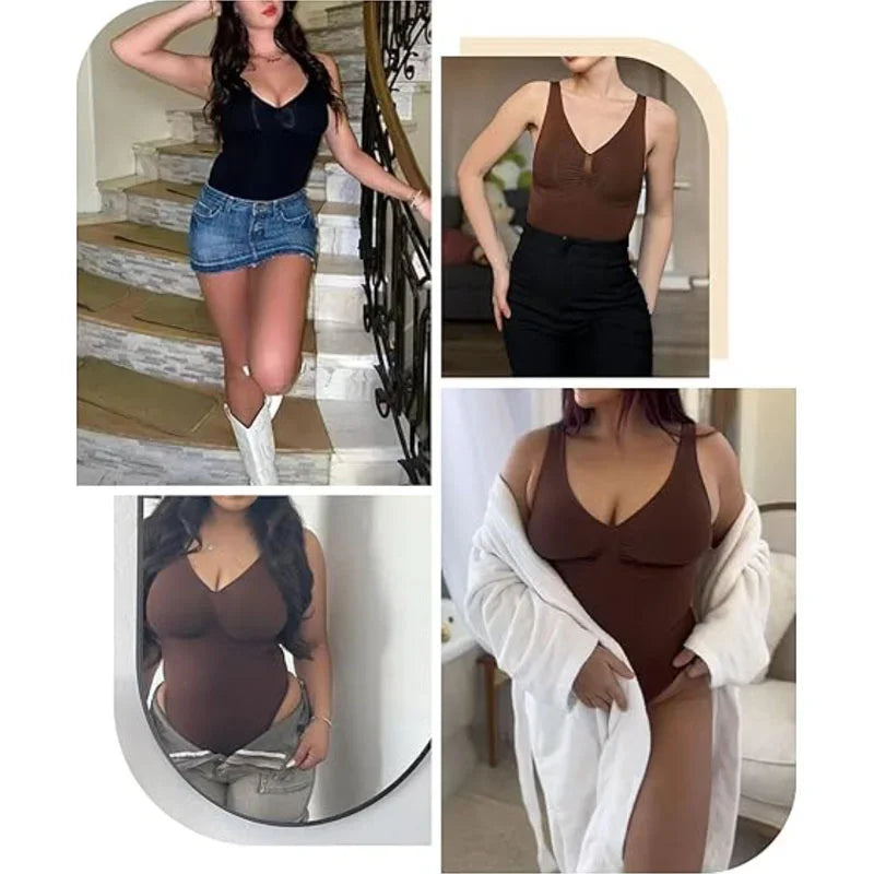 Dimmkof Wide Straps Tank Top Shaper Bodysuit Shapewear Tummy Control Tanks Bodysuit Body Shaper Top Going Out Shaper Bodysuits