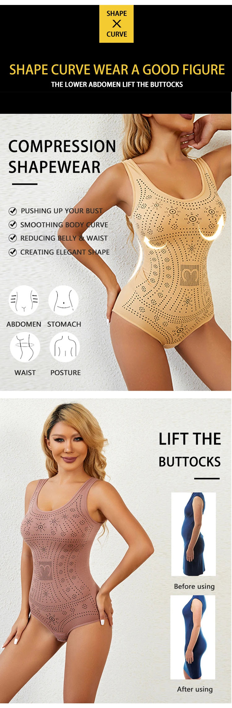 Slimming  Full Body Shaper Corset Underwear Women Tank Top Seamless Bodysuit Printed Plus Size Tummy Control Shapewear Flat Bell