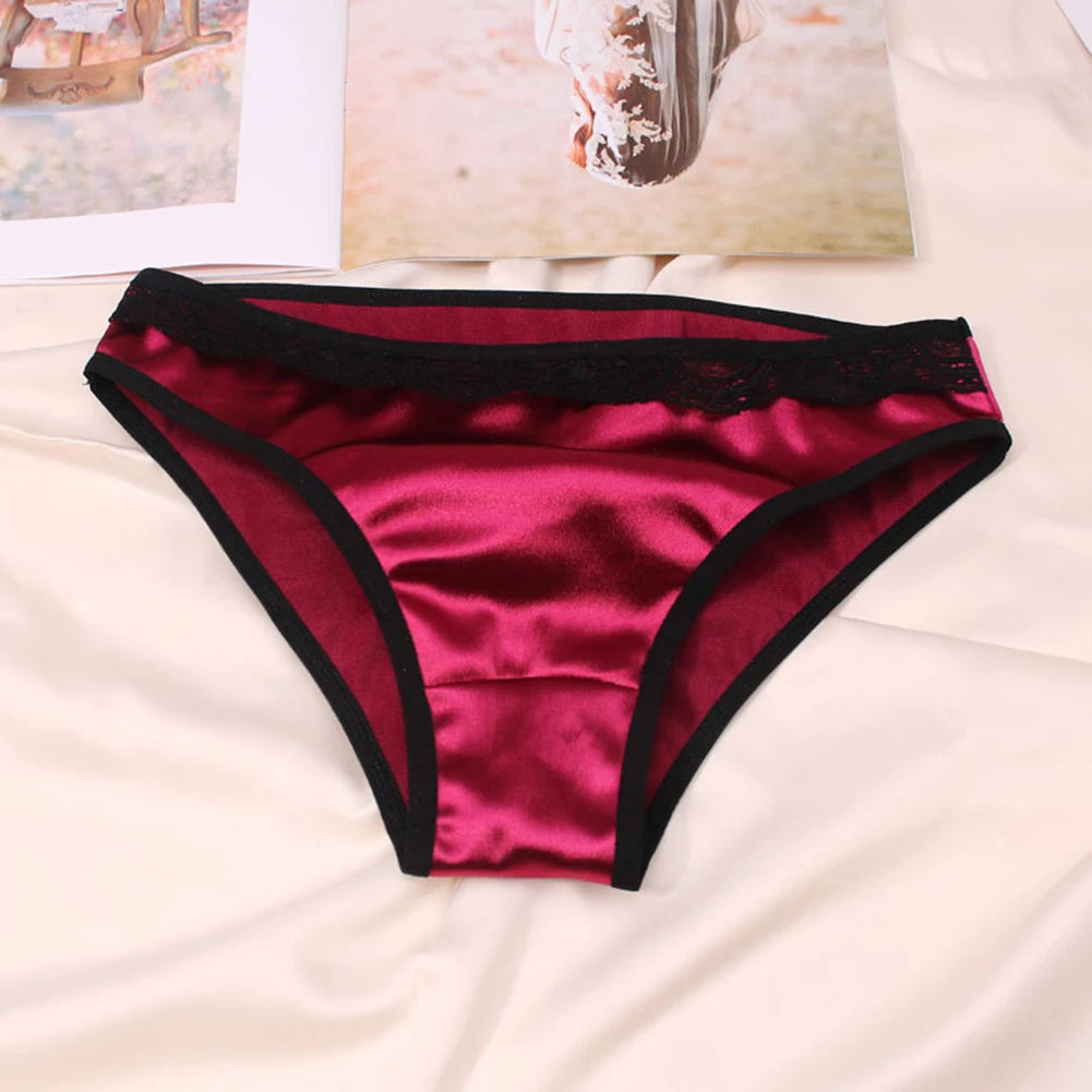 Women Ladies Sexy Underwear Breathable Briefs Sexy Low Waist Lace Panties Seamless Quick-drying Underpant