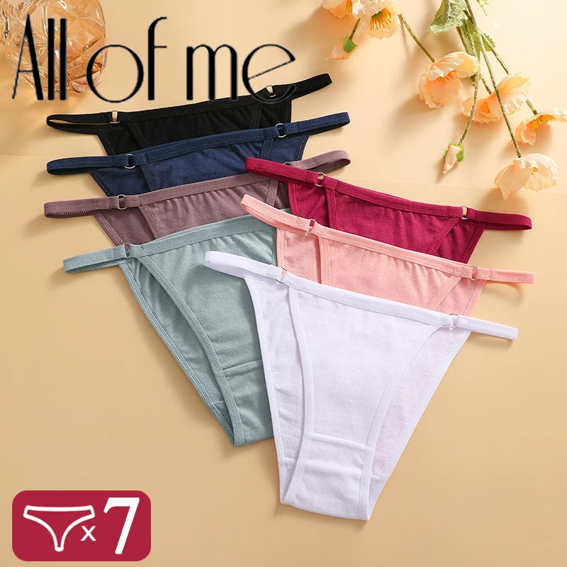 7PCS/Set Sexy Underwear Cotton Panties Women Lingerie Female Underpants Hoop Design Waistband Briefs Intimate Bikini Panty Woman