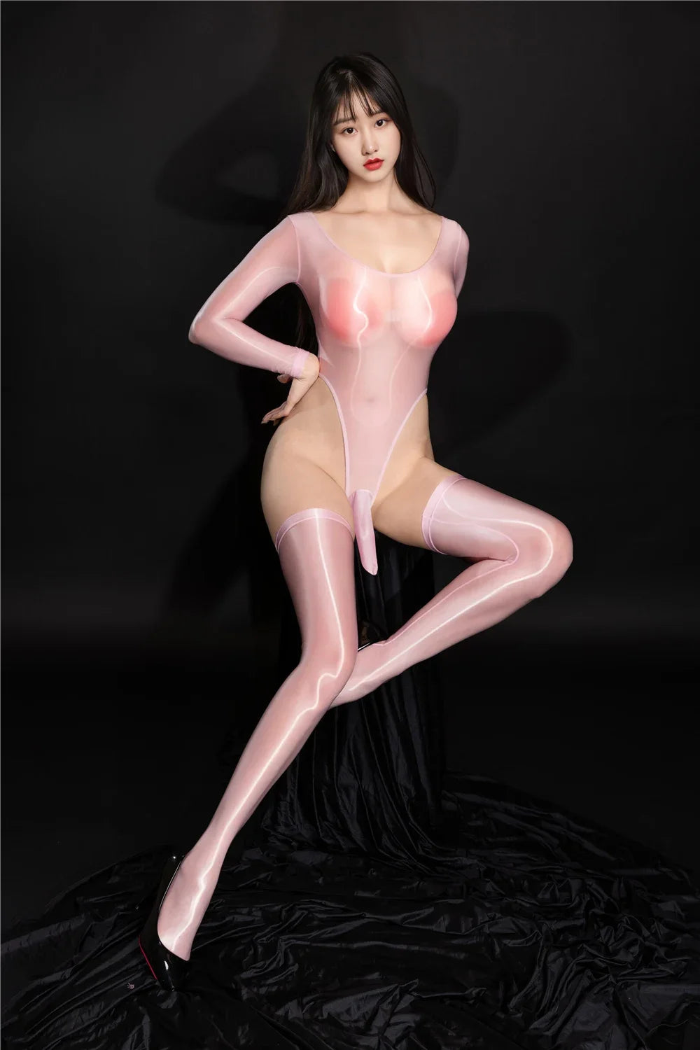 Exotic Bodysuit Tops Shiny Smooth Unisex Elephant Nost Sheath Thong Cut Tights Sexy Sheer See Through Leotard Elastic Unitard