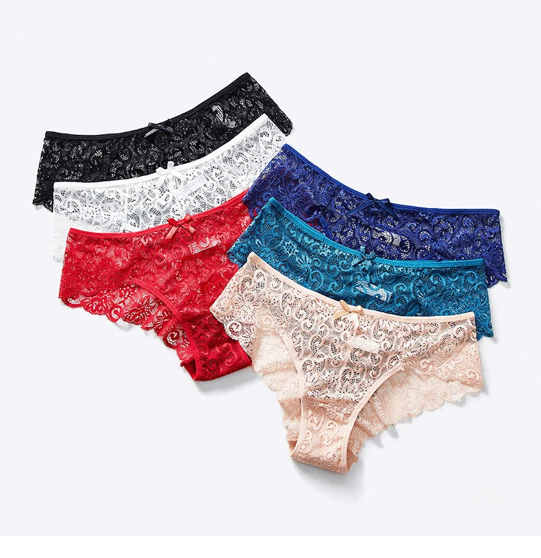 Panties Underwear Woman Sexy Lace Briefs Breathable Female Panty knickers Set Transparent Underpants 6 Pcs/lot