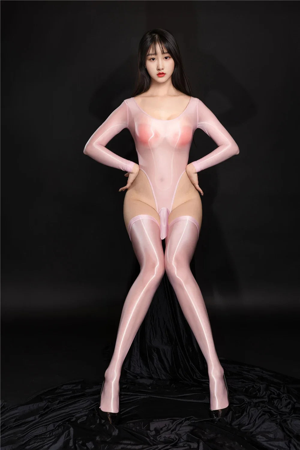 Exotic Bodysuit Tops Shiny Smooth Unisex Elephant Nost Sheath Thong Cut Tights Sexy Sheer See Through Leotard Elastic Unitard