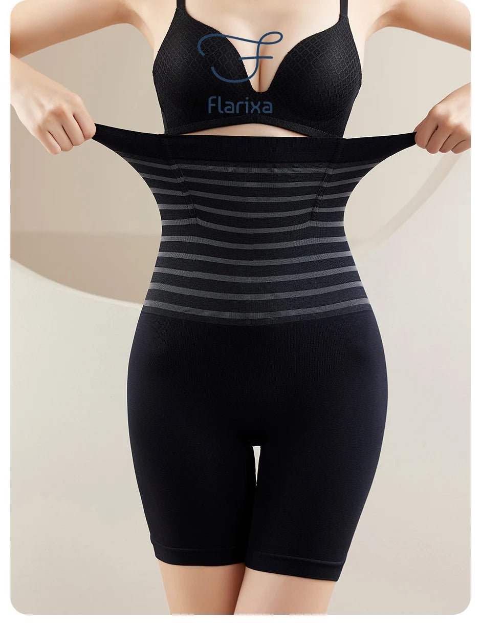Flarixa High Waist Flat Belly Panties Women Tummy Control Shaping Boxer Safety Shorts Slimming Underwear Waist Trainer Shapewear