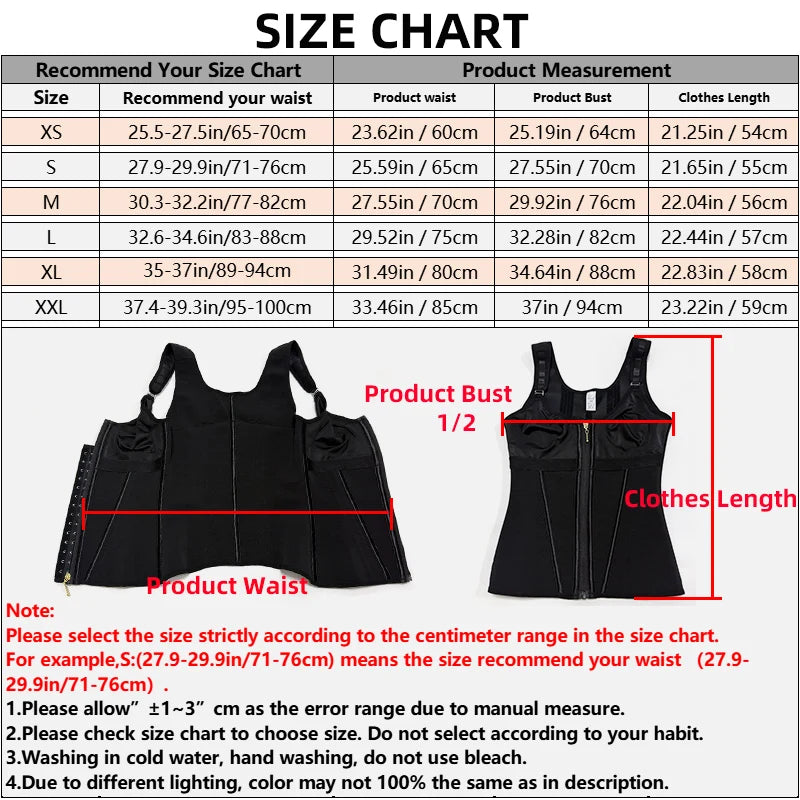 Shapewear Women Colombian Fajas Waist Trainer Tummy Control Vest Body Shaper 17 Steel Bones 3-Row Hooks Zipper Adjustable Strap