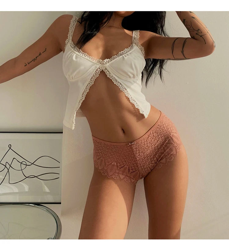 Sexy Panties For Women Low Waist Underwear Transparent Lace Briefs Breathable Soft Lingerie Female Underpants Sexy Woman's Panty