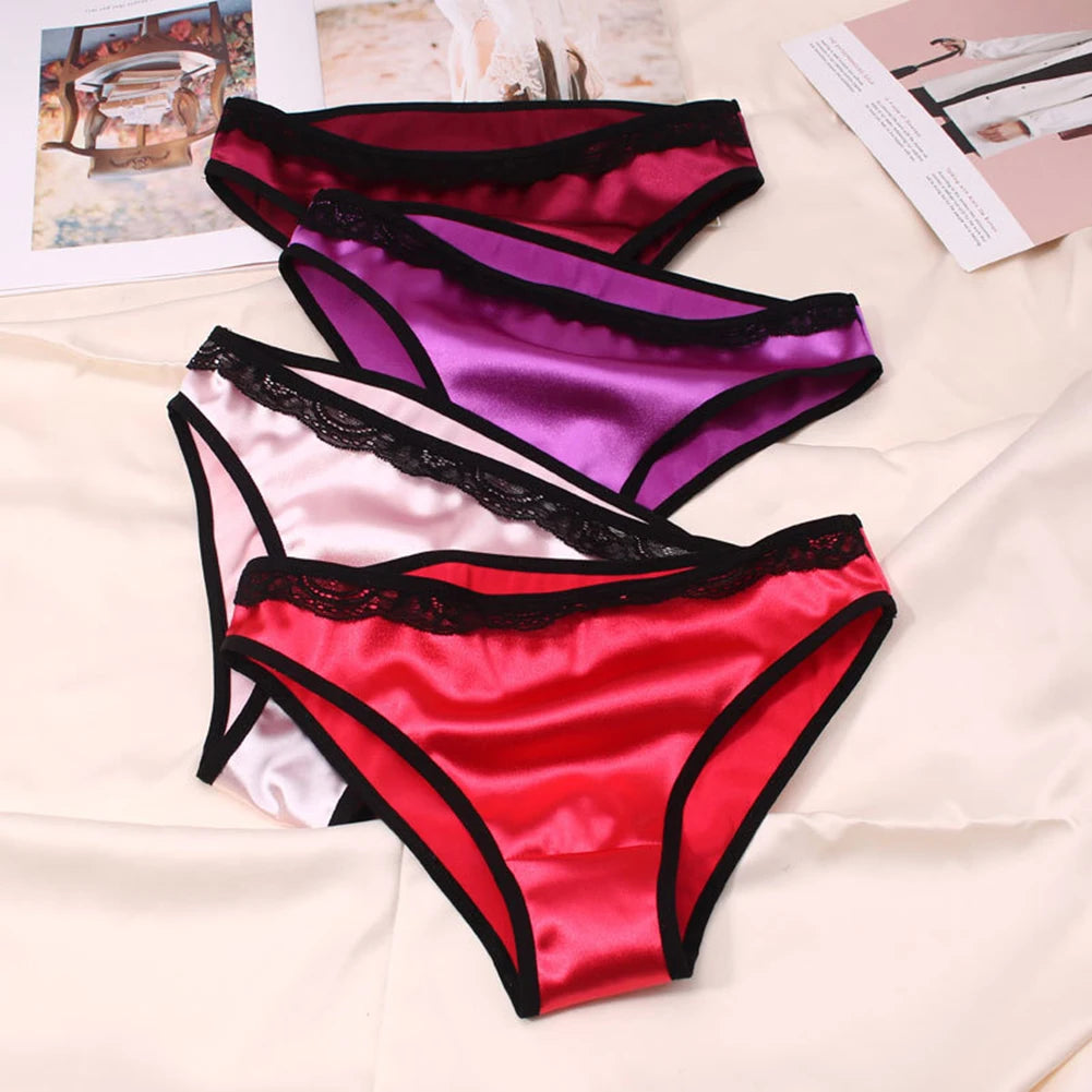 Women Ladies Sexy Underwear Breathable Briefs Sexy Low Waist Lace Panties Seamless Quick-drying Underpant