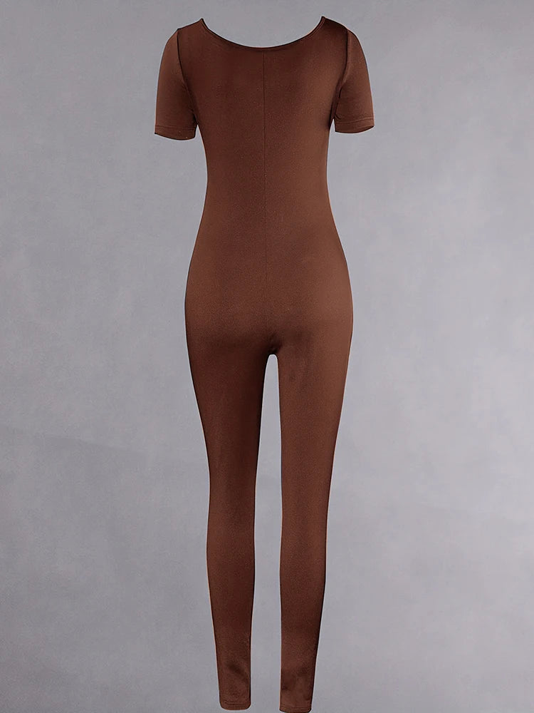 Women's Rompers Short Sleeve Solid Skinny Bodycon Jumpsuits Fashion Sports Fitness Casual Activity Streetwear Overalls