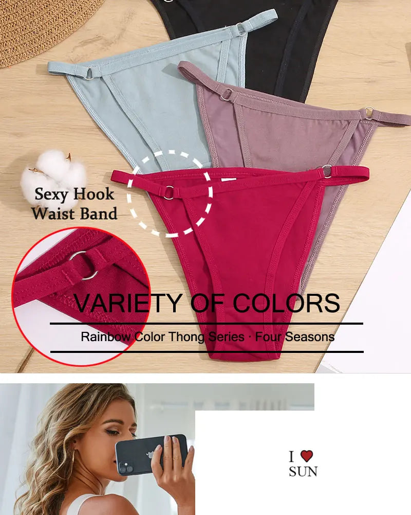 7PCS/Set Sexy Underwear Cotton Panties Women Lingerie Female Underpants Hoop Design Waistband Briefs Intimate Bikini Panty Woman