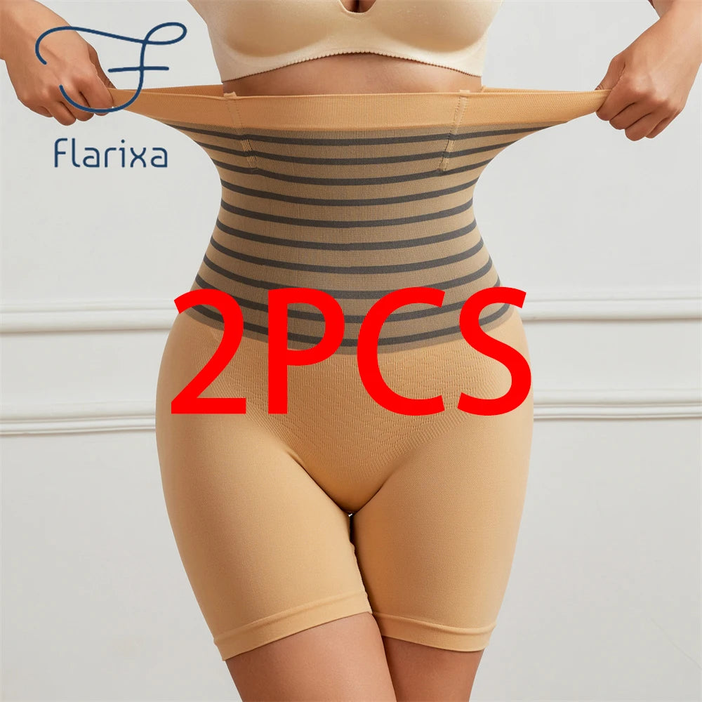 Flarixa High Waist Flat Belly Panties Women Tummy Control Shaping Boxer Safety Shorts Slimming Underwear Waist Trainer Shapewear