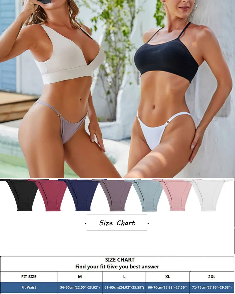 7PCS/Set Sexy Underwear Cotton Panties Women Lingerie Female Underpants Hoop Design Waistband Briefs Intimate Bikini Panty Woman