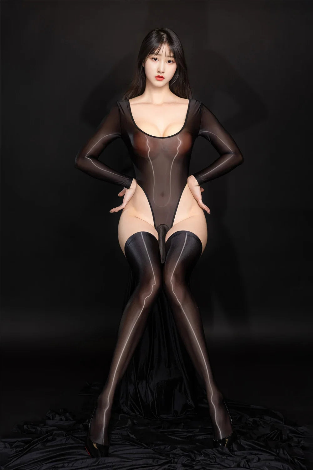 Exotic Bodysuit Tops Shiny Smooth Unisex Elephant Nost Sheath Thong Cut Tights Sexy Sheer See Through Leotard Elastic Unitard