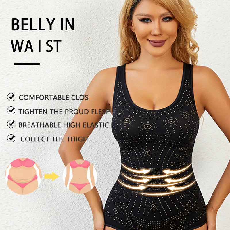 Slimming  Full Body Shaper Corset Underwear Women Tank Top Seamless Bodysuit Printed Plus Size Tummy Control Shapewear Flat Bell