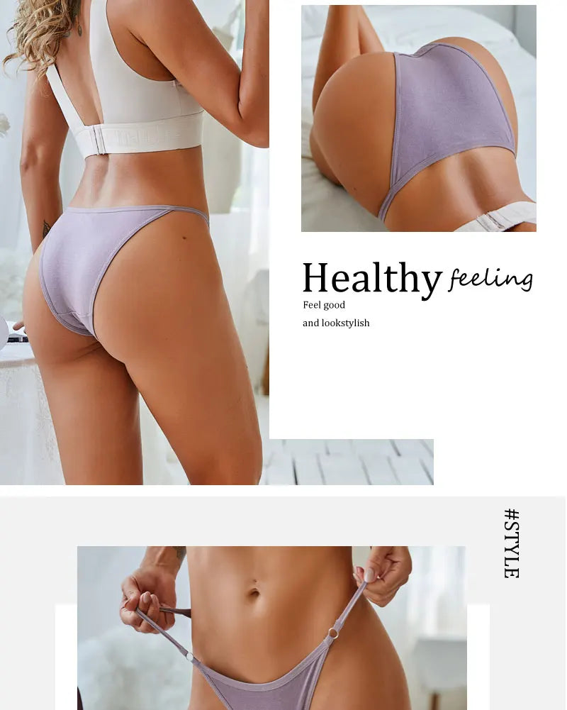 7PCS/Set Sexy Underwear Cotton Panties Women Lingerie Female Underpants Hoop Design Waistband Briefs Intimate Bikini Panty Woman