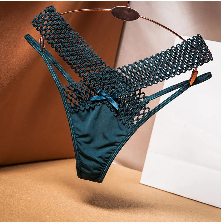 Women's Lace Underwear Thin Drawstring Cross Hollow Sexy High Elastic Mid-Waist Sexy Panties Women Erotiic Underwear Woman
