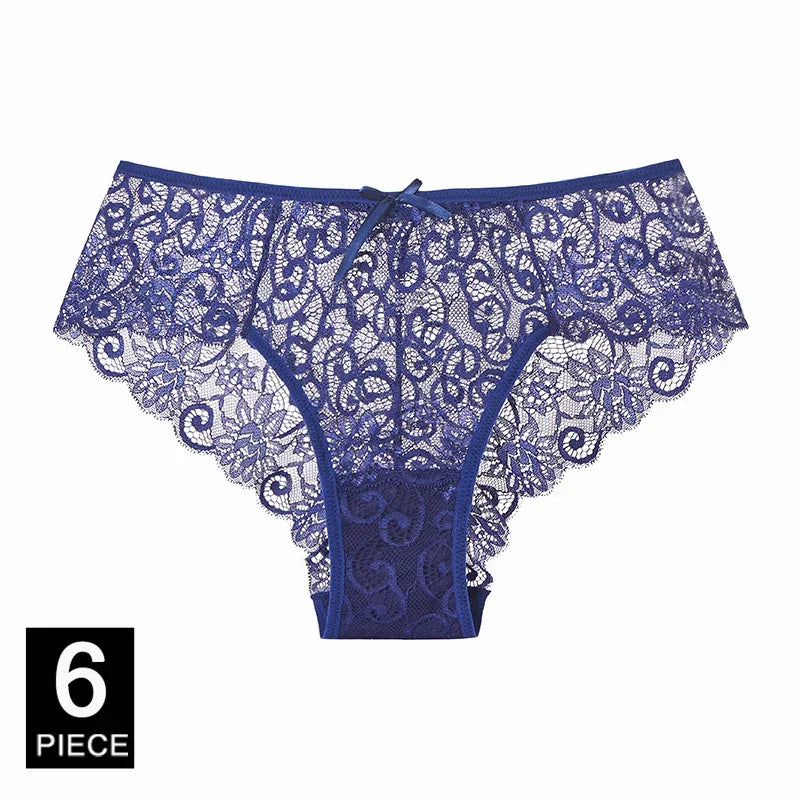 Panties Underwear Woman Sexy Lace Briefs Breathable Female Panty knickers Set Transparent Underpants 6 Pcs/lot