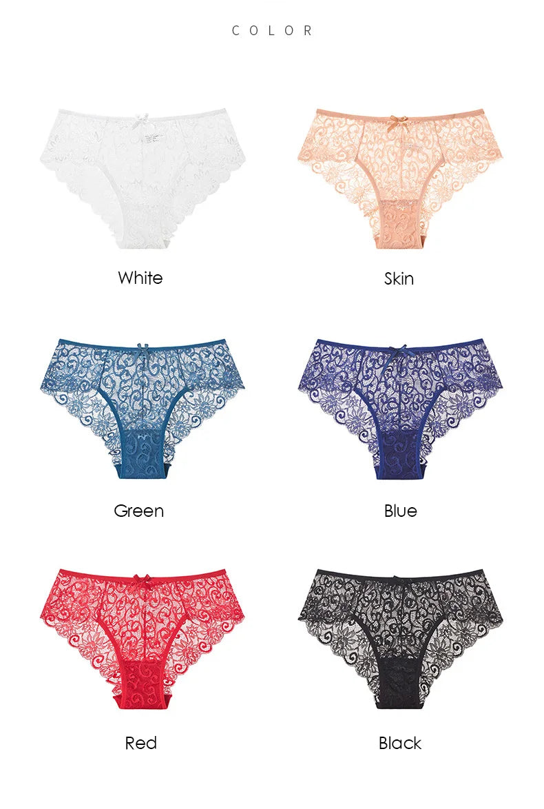 Panties Underwear Woman Sexy Lace Briefs Breathable Female Panty knickers Set Transparent Underpants 6 Pcs/lot