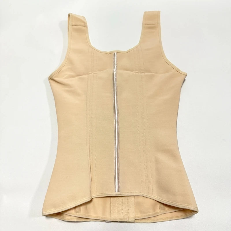 Shapewear Women Colombian Fajas Waist Trainer Tummy Control Vest Body Shaper 17 Steel Bones 3-Row Hooks Zipper Adjustable Strap