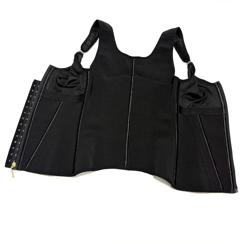Shapewear Women Colombian Fajas Waist Trainer Tummy Control Vest Body Shaper 17 Steel Bones 3-Row Hooks Zipper Adjustable Strap