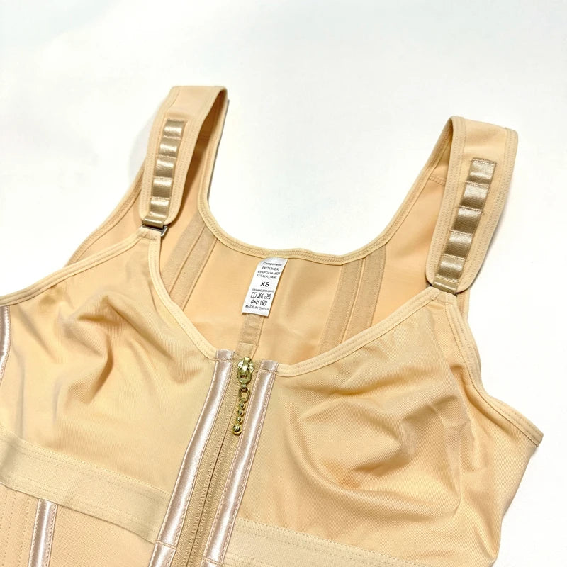 Shapewear Women Colombian Fajas Waist Trainer Tummy Control Vest Body Shaper 17 Steel Bones 3-Row Hooks Zipper Adjustable Strap