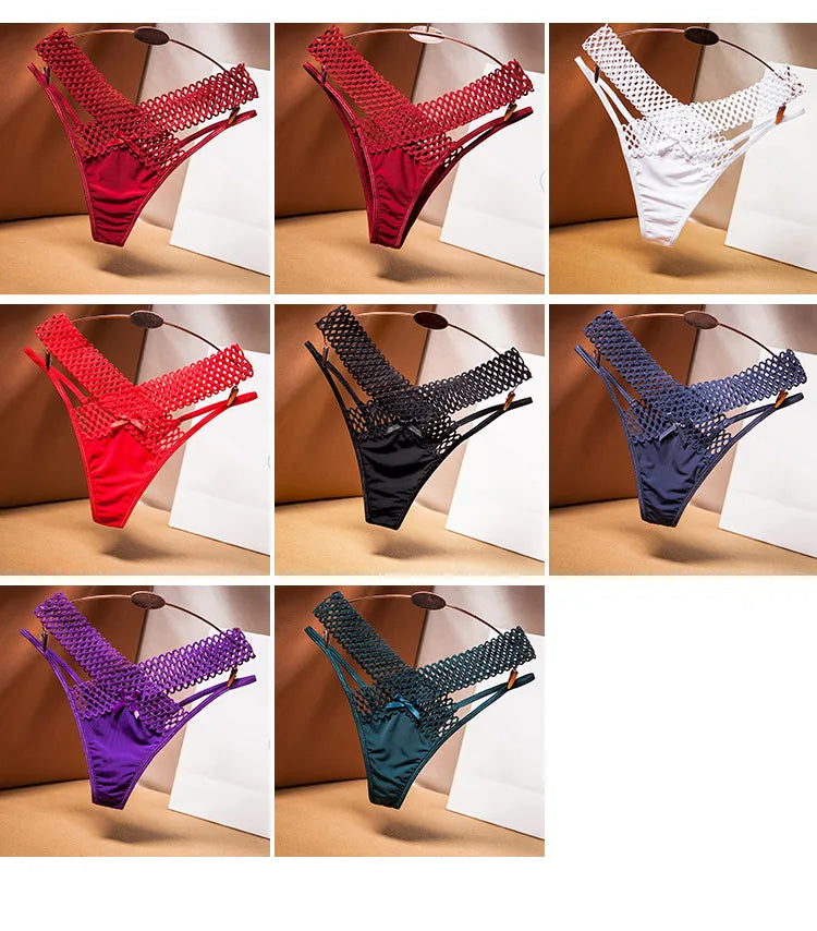 Women's Lace Underwear Thin Drawstring Cross Hollow Sexy High Elastic Mid-Waist Sexy Panties Women Erotiic Underwear Woman