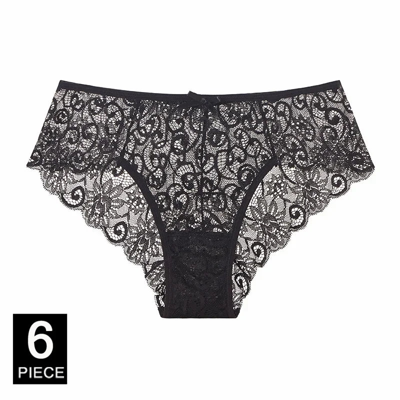 Panties Underwear Woman Sexy Lace Briefs Breathable Female Panty knickers Set Transparent Underpants 6 Pcs/lot