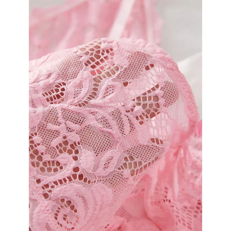 A Set Of Woman Underwear Nightgown Thong Sets Plus Size Suspender Lace Lingerie Sexy Accessories Erotic Bra Nightdress lencería