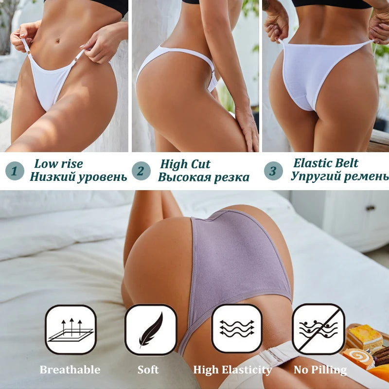 7PCS/Set Sexy Underwear Cotton Panties Women Lingerie Female Underpants Hoop Design Waistband Briefs Intimate Bikini Panty Woman