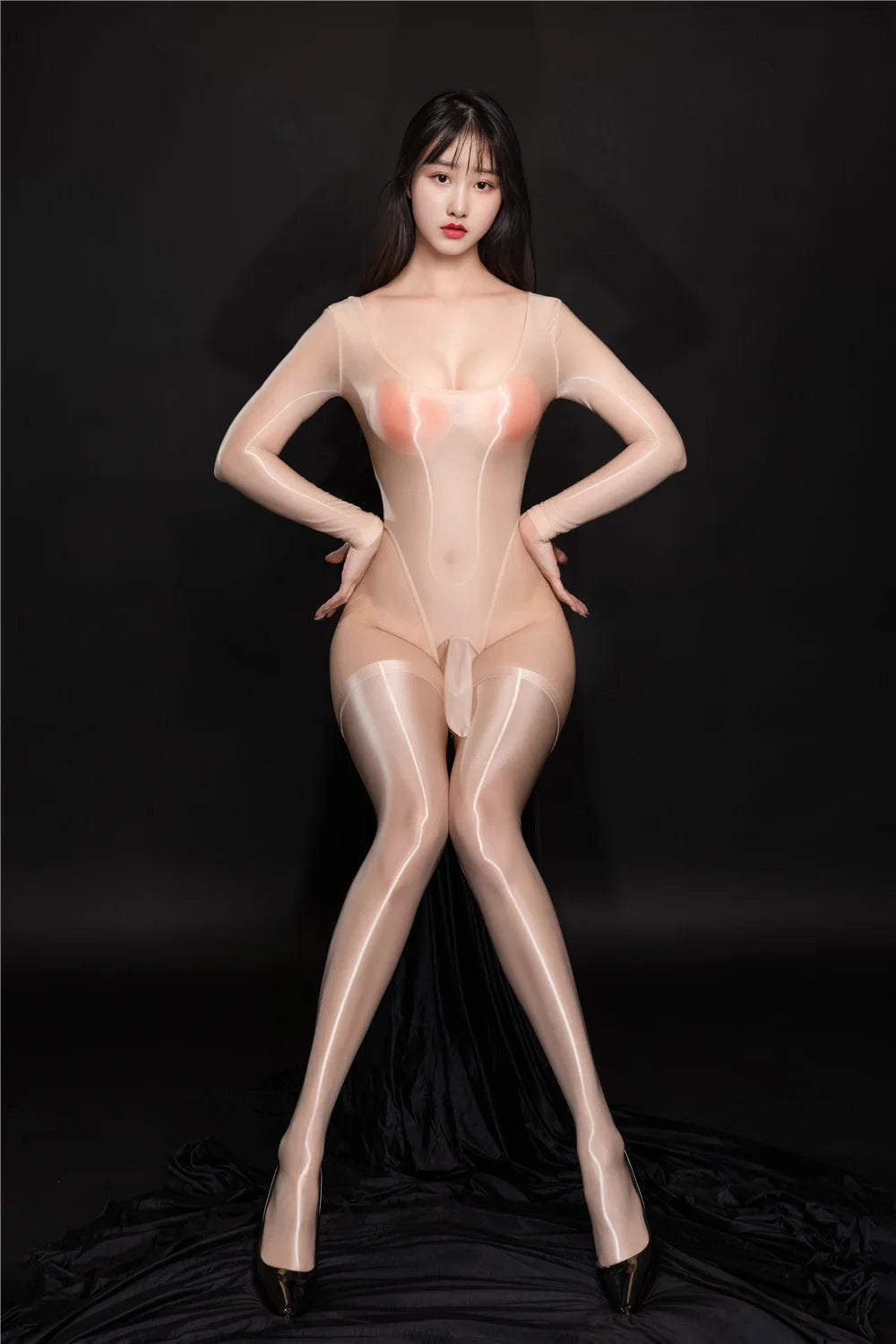 Exotic Bodysuit Tops Shiny Smooth Unisex Elephant Nost Sheath Thong Cut Tights Sexy Sheer See Through Leotard Elastic Unitard