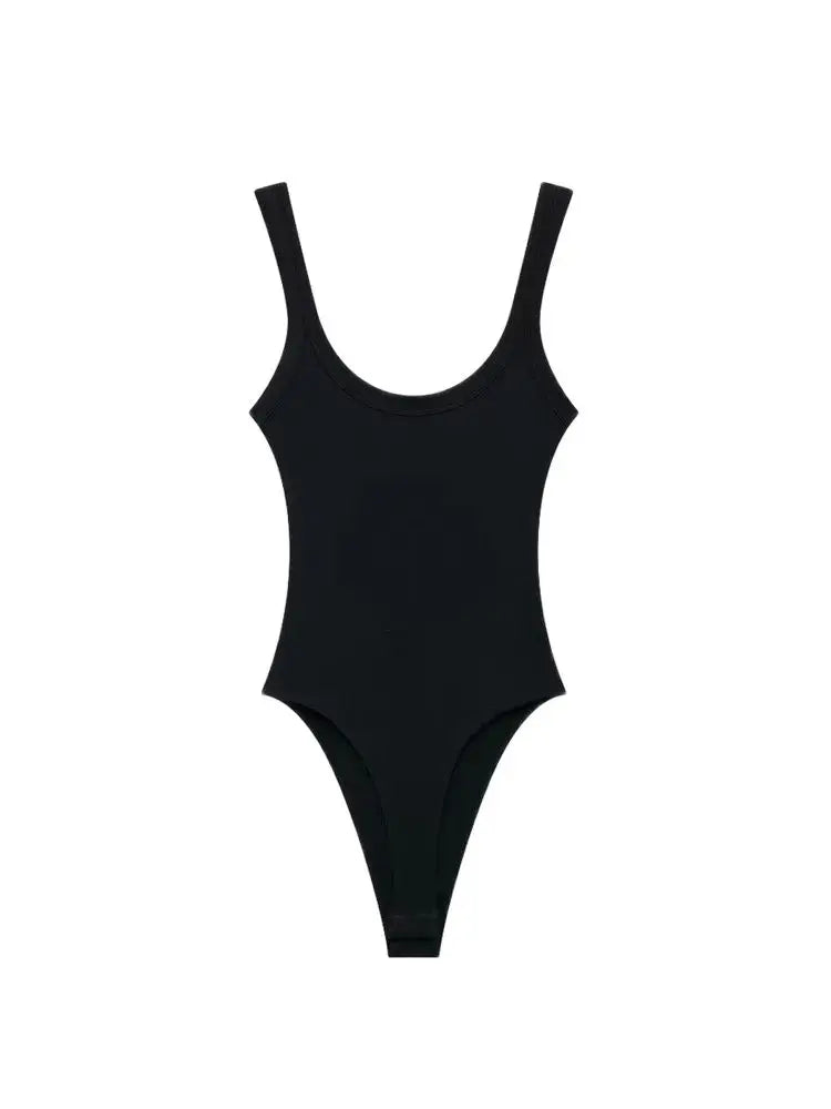 Skinny Ribbed Bodysuits for Women, O Neck, Straps, Snap-Button, Female Playsuits, Sexy Fashion