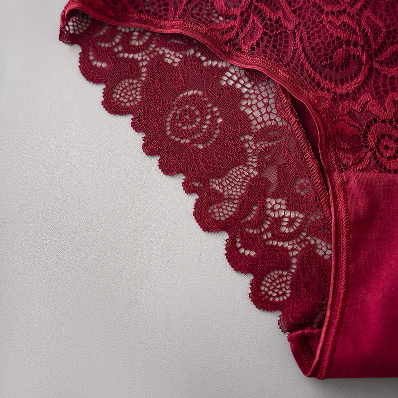 3PCS/Set Luxury Floral Embroidery Lace Panties Women Briefs Sexy Hollow Lingerie Female Underwear Ladies Breathable Underpants