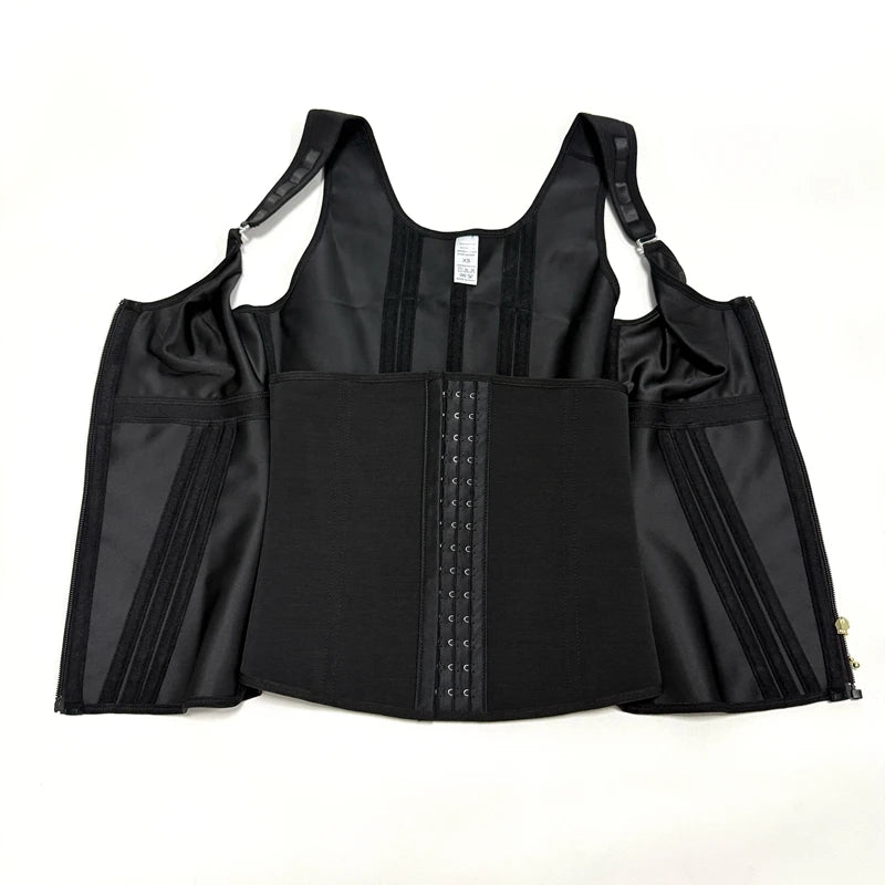 Shapewear Women Colombian Fajas Waist Trainer Tummy Control Vest Body Shaper 17 Steel Bones 3-Row Hooks Zipper Adjustable Strap