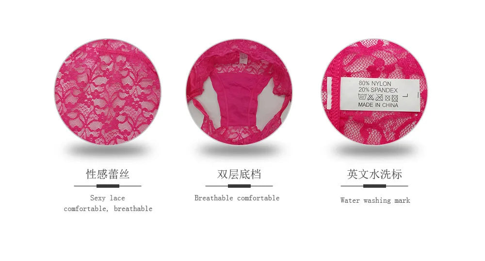 Woman Underwear Sexy Lace Panties Briefs Breathable Transparent Underpants Female Knickers 6 Pcs/set