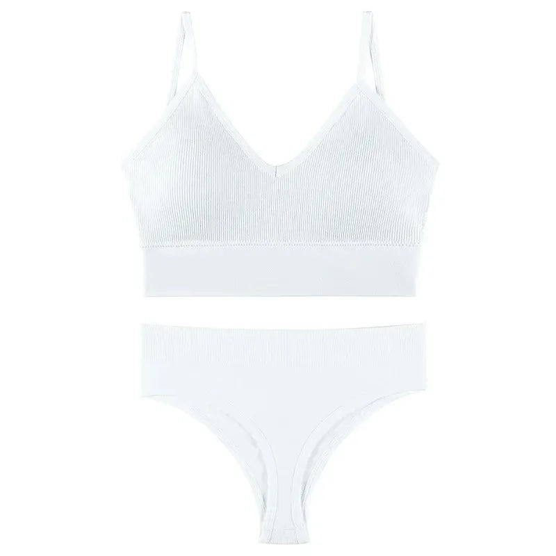 Women Underwear Set Wireless Lingerie Panties Bra Sexy G-String Seamless Tank Crop Top Brassiere New