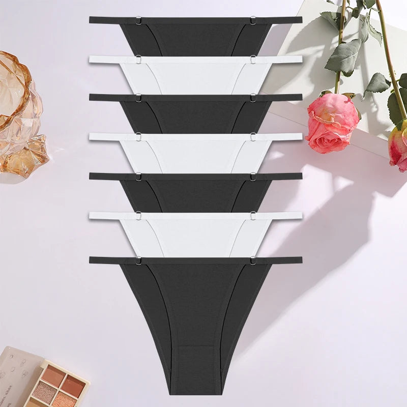 7PCS/Set Sexy Underwear Cotton Panties Women Lingerie Female Underpants Hoop Design Waistband Briefs Intimate Bikini Panty Woman
