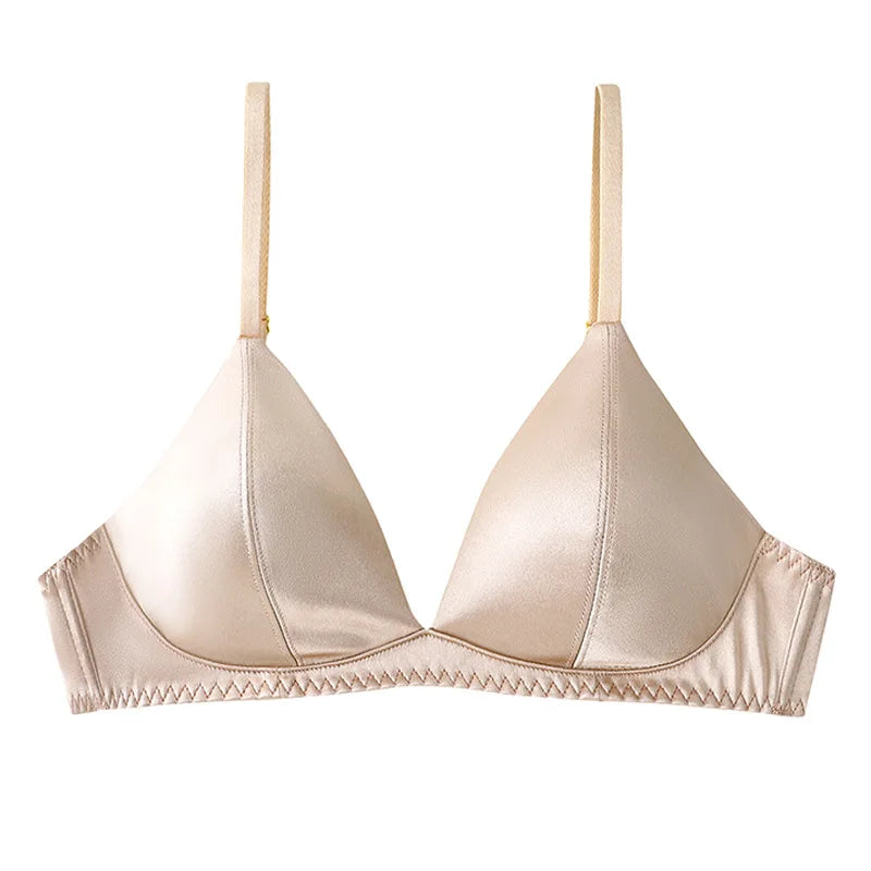 Women Sexy Underwear Triangular Cup Bra Set Small Chest Top Support Bra Comfortable Push Up Bra Breathable Seamless Underwear